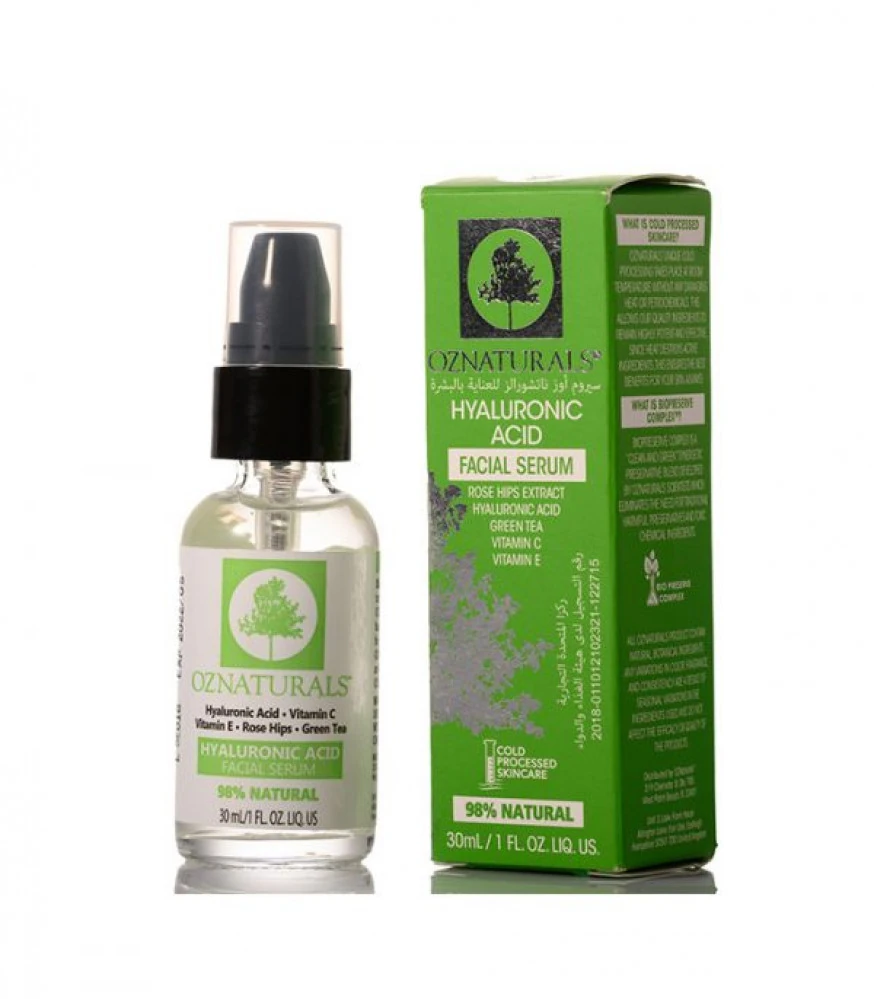 OZ NATURALS HYALURONIC ACID FACIAL SERUMسيروم حمض الهاليورنك مع فيتامين سي من اوز ناتشورال